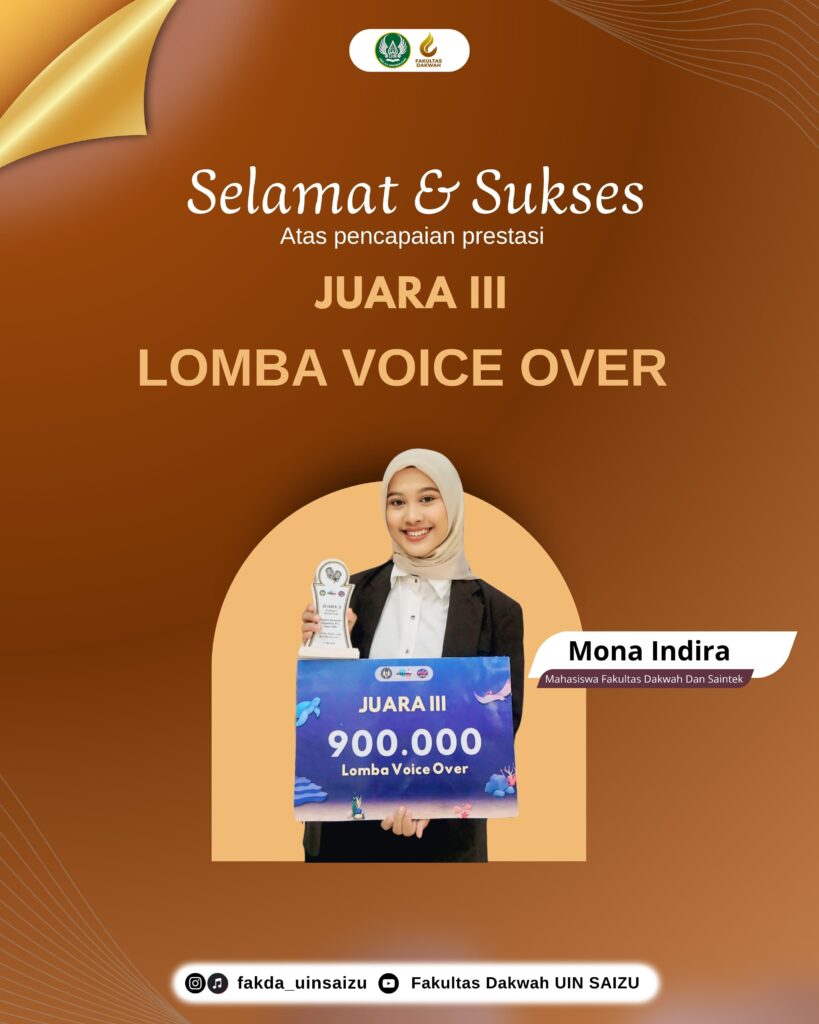 Mona Indira Mahasiswa Fakultas Dakwah UIN Saizu Raih Juara 3 Voice Over Nasional di Universitas Negeri Yogyakarta Mona Indira Mahasiswa Fakultas Dakwah UIN Saizu Raih Juara 3 Voice Over Nasional di Universitas Negeri Yogyakarta